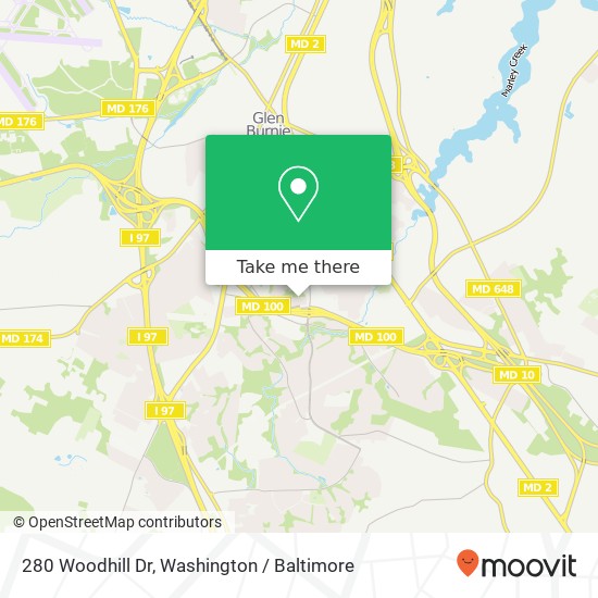 Mapa de 280 Woodhill Dr, Glen Burnie, MD 21061