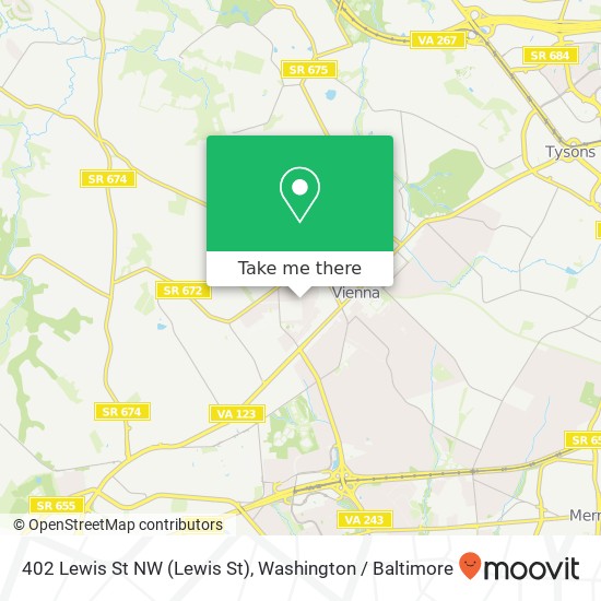 Mapa de 402 Lewis St NW (Lewis St), Vienna, VA 22180