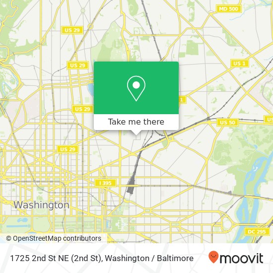 Mapa de 1725 2nd St NE (2nd St), Washington, DC 20002