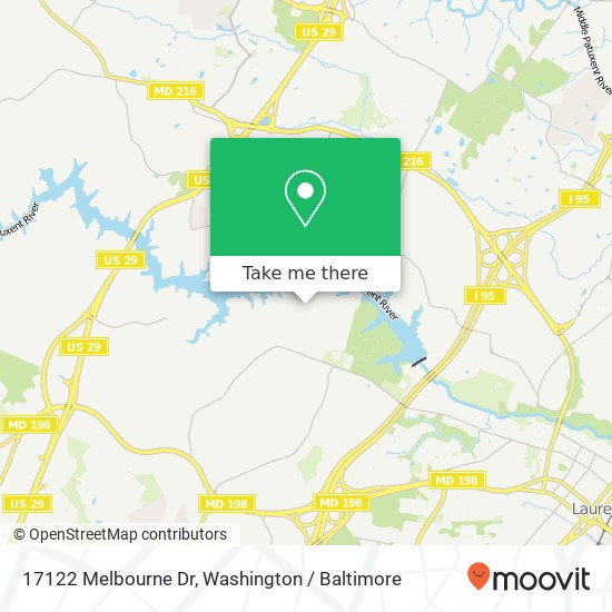 Mapa de 17122 Melbourne Dr, Laurel, MD 20707