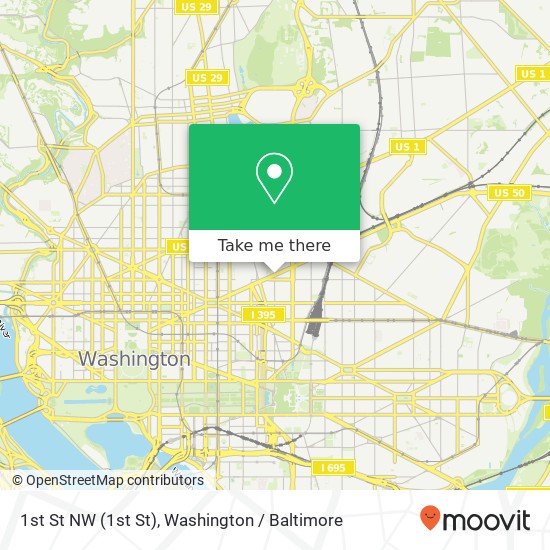 1st St NW (1st St), Washington, DC 20001 map