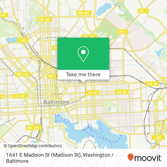 Mapa de 1641 E Madison St (Madison St), Baltimore, MD 21205