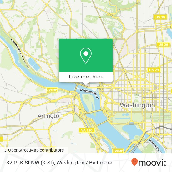 Mapa de 3299 K St NW (K St), Washington, DC 20007