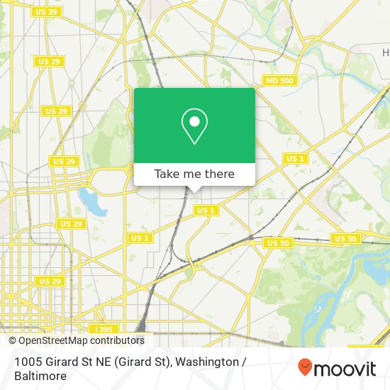 Mapa de 1005 Girard St NE (Girard St), Washington, DC 20017