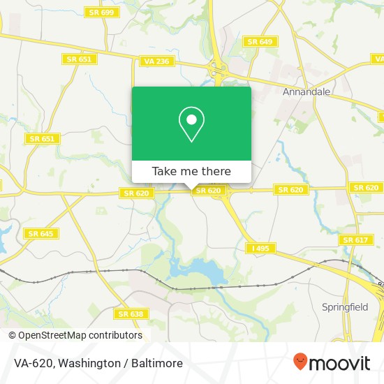 Mapa de VA-620, Springfield (NORTH SPRINGFIELD), VA 22151