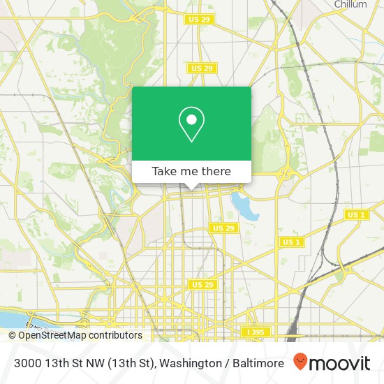 Mapa de 3000 13th St NW (13th St), Washington, DC 20009