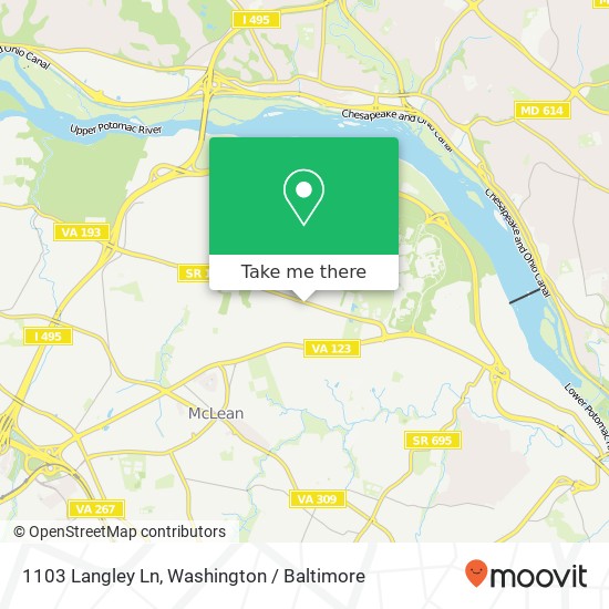 Mapa de 1103 Langley Ln, McLean, VA 22101