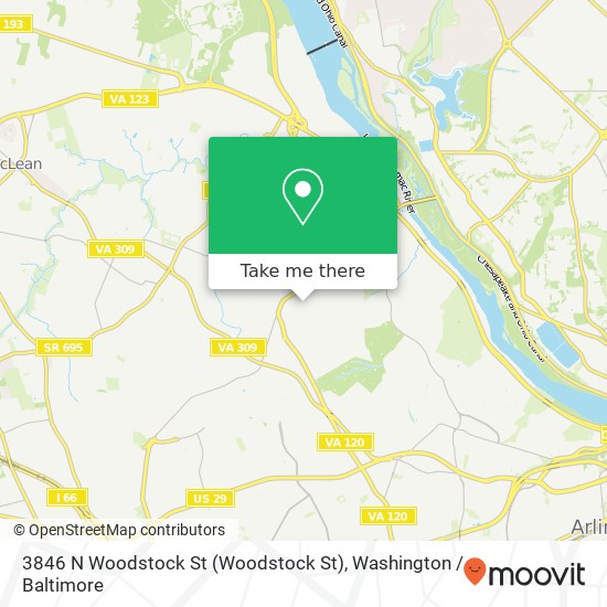 Mapa de 3846 N Woodstock St (Woodstock St), Arlington, VA 22207
