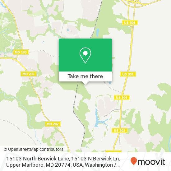 Mapa de 15103 North Berwick Lane, 15103 N Berwick Ln, Upper Marlboro, MD 20774, USA