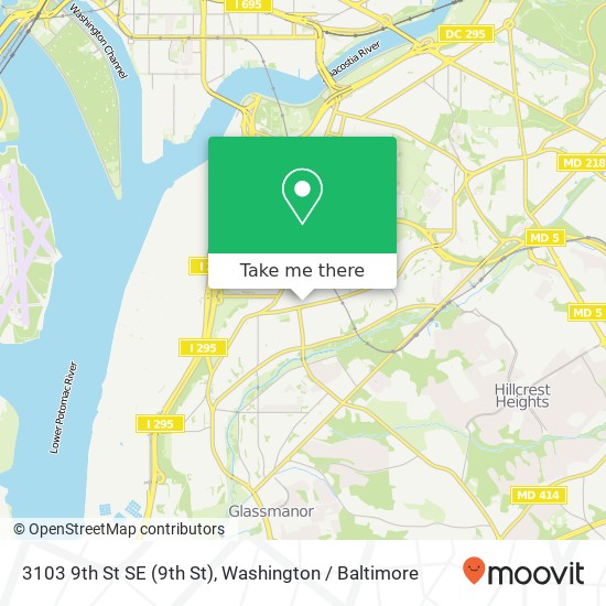 Mapa de 3103 9th St SE (9th St), Washington, DC 20032