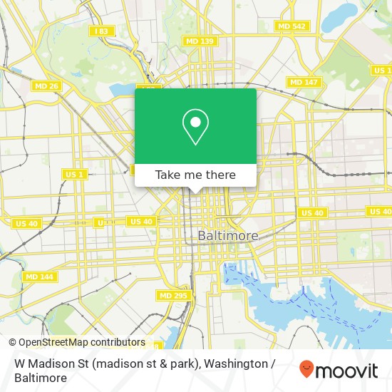 W Madison St (madison st & park), Baltimore, MD 21201 map