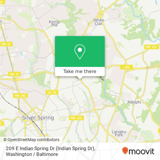 Mapa de 209 E Indian Spring Dr (Indian Spring Dr), Silver Spring, MD 20901