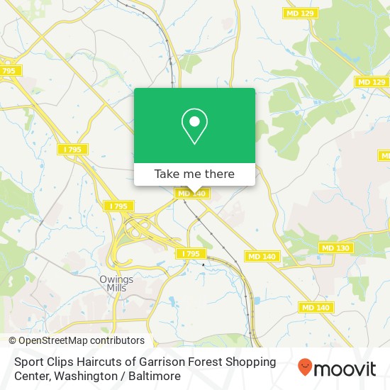 Sport Clips Haircuts of Garrison Forest Shopping Center, 10357 Reisterstown Rd map
