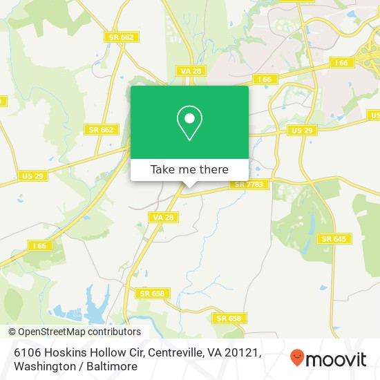 Mapa de 6106 Hoskins Hollow Cir, Centreville, VA 20121