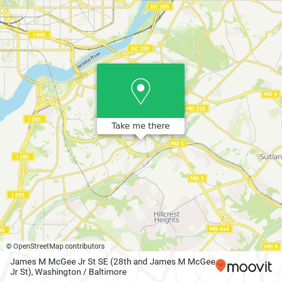 Mapa de James M McGee Jr St SE (28th and James M McGee Jr St), Washington, DC 20020