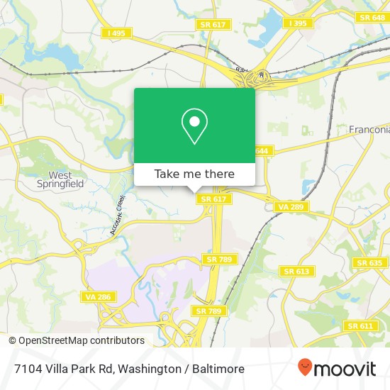 Mapa de 7104 Villa Park Rd, Springfield, VA 22150
