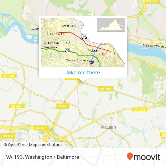 VA-193, McLean (MC LEAN), VA 22101 map