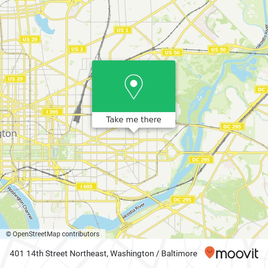 Mapa de 401 14th Street Northeast, 401 14th St NE, Washington, DC 20002, USA