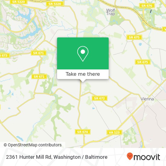 Mapa de 2361 Hunter Mill Rd, Vienna, VA 22181