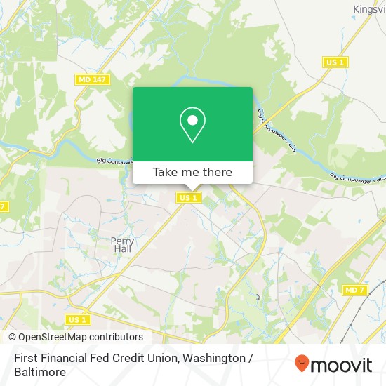 Mapa de First Financial Fed Credit Union, 9626 Belair Rd