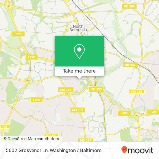 Mapa de 5602 Grosvenor Ln, Bethesda, MD 20814