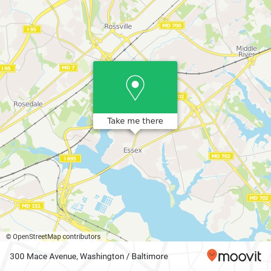 Mapa de 300 Mace Avenue, 300 Mace Ave, Essex, MD 21221, USA