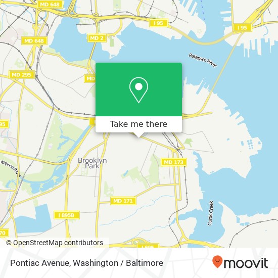 Mapa de Pontiac Avenue, Pontiac Ave, Baltimore, MD 21225, USA