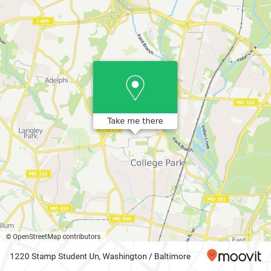 1220 Stamp Student Un, 1220 Stamp Student Un, College Park, MD 20742, USA map