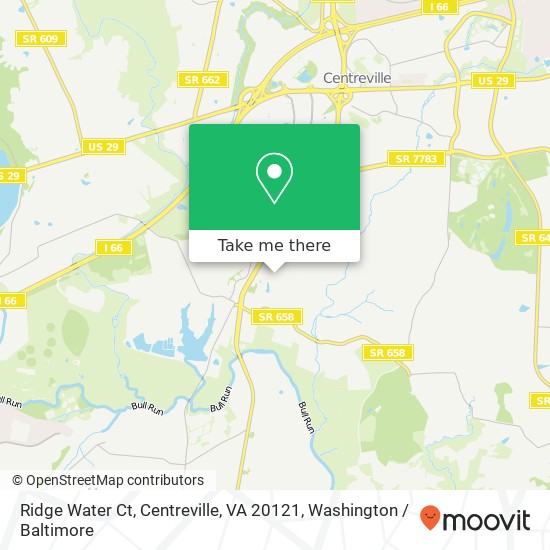 Mapa de Ridge Water Ct, Centreville, VA 20121