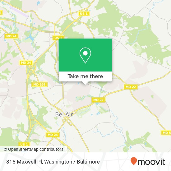 Mapa de 815 Maxwell Pl, Bel Air, MD 21014