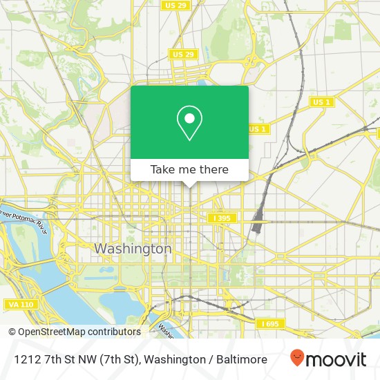 Mapa de 1212 7th St NW (7th St), Washington, DC 20001