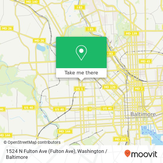 Mapa de 1524 N Fulton Ave (Fulton Ave), Baltimore, MD 21217