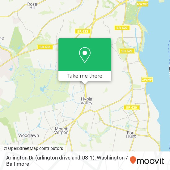 Mapa de Arlington Dr (arlington drive and US-1), Alexandria, VA 22306