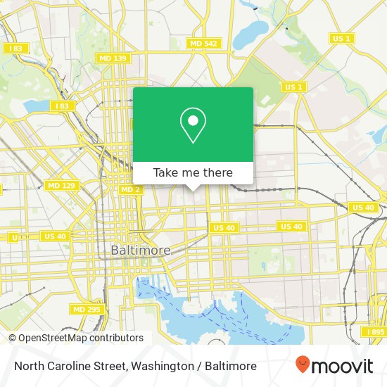 Mapa de North Caroline Street, N Caroline St, Baltimore, MD, USA