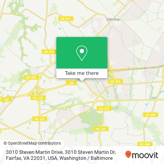 Mapa de 3010 Steven Martin Drive, 3010 Steven Martin Dr, Fairfax, VA 22031, USA
