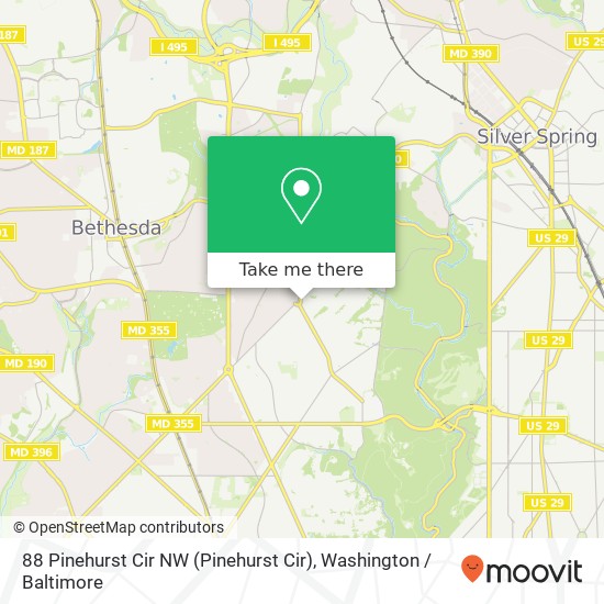 Mapa de 88 Pinehurst Cir NW (Pinehurst Cir), Washington, DC 20015