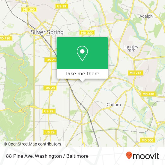 Mapa de 88 Pine Ave, Takoma Park, MD 20912