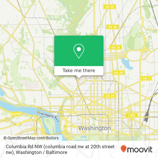 Columbia Rd NW (columbia road nw at 20th street nw), Washington, DC 20009 map