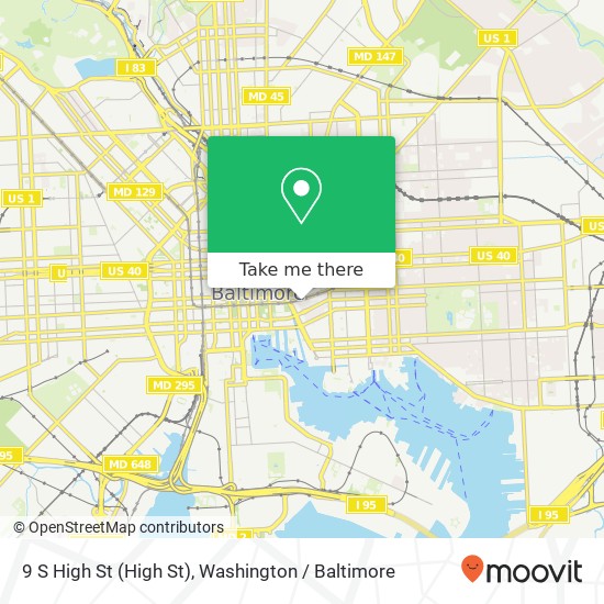 Mapa de 9 S High St (High St), Baltimore, MD 21202