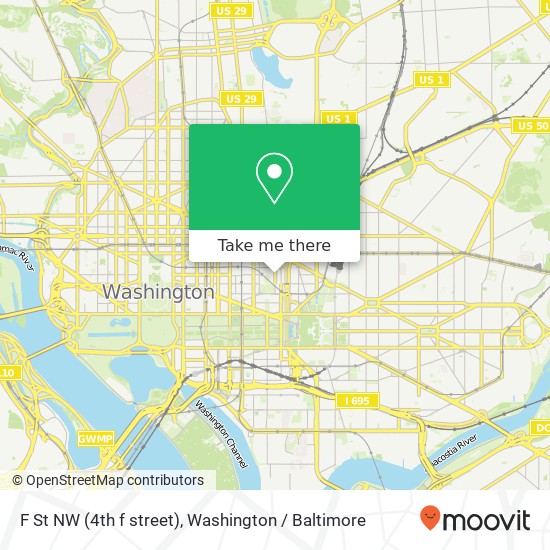 Mapa de F St NW (4th f street), Washington, DC 20001