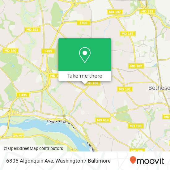 Mapa de 6805 Algonquin Ave, Bethesda, MD 20817