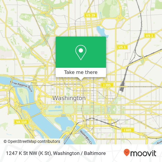 Mapa de 1247 K St NW (K St), Washington, DC 20005