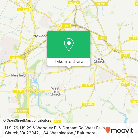 U.S. 29, US-29 & Woodley Pl & Graham Rd, West Falls Church, VA 22042, USA map