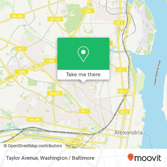 Taylor Avenue, Taylor Ave, Alexandria, VA 22302, USA map