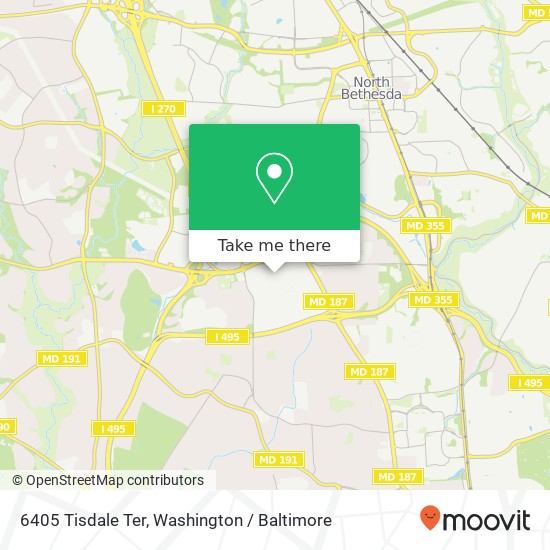 Mapa de 6405 Tisdale Ter, Bethesda, MD 20817