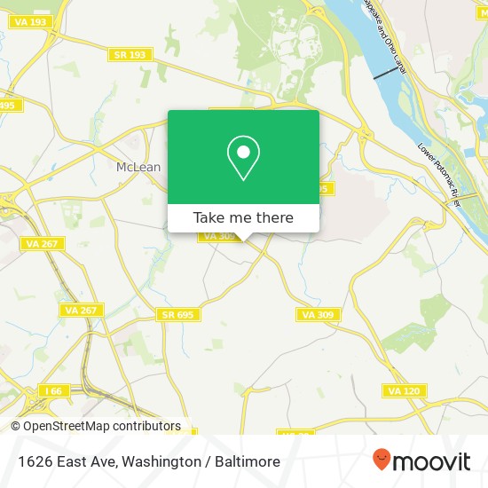 Mapa de 1626 East Ave, McLean, VA 22101