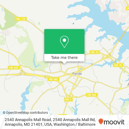 2540 Annapolis Mall Road, 2540 Annapolis Mall Rd, Annapolis, MD 21401, USA map