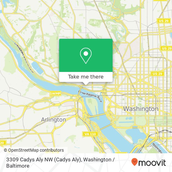 Mapa de 3309 Cadys Aly NW (Cadys Aly), Washington, DC 20007