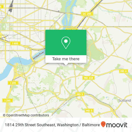 Mapa de 1814 29th Street Southeast, 1814 29th St SE, Washington, DC 20020, USA