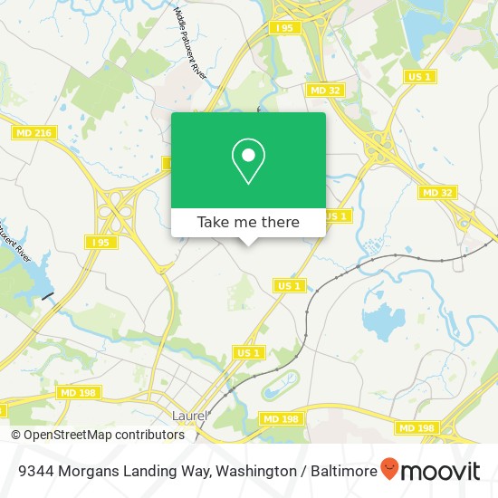 Mapa de 9344 Morgans Landing Way, Laurel, MD 20723